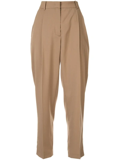 N°21 Pleated Wool Tapered-leg Trousers In Brown