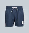 Thom Browne Navy Nylon Drawcord Swim Shorts In Blue