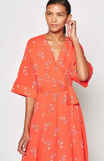 Joie Red Floral-print Wrap Dress In Poppy