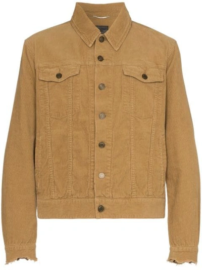 Saint Laurent Slim-fit Distressed Cotton-corduroy Jacket In Brown