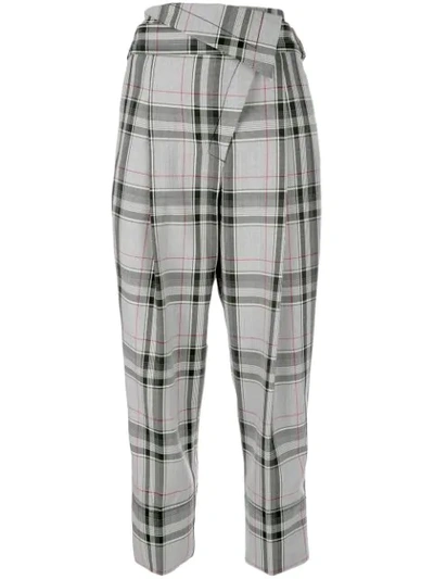 3.1 Phillip Lim / フィリップ リム Checked Asymmetric Tapered Trousers In White/navy/hot Pink