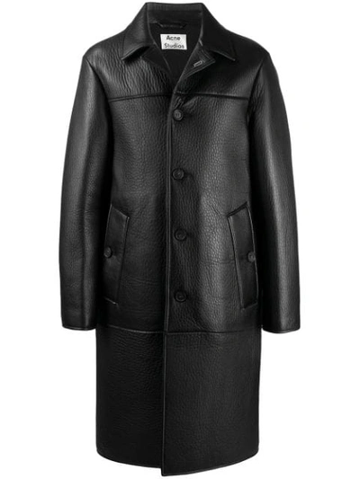 Acne Studios Textured Leather Coat Black In 900-black
