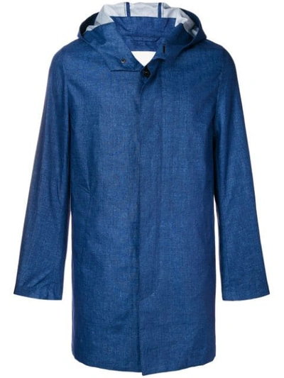 Mackintosh Dark Indigo Storm System Linen Short Hooded Coat Gm-007b/sh In Blue