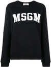 Msgm College Logo-print Cotton Sweatshirt In Black