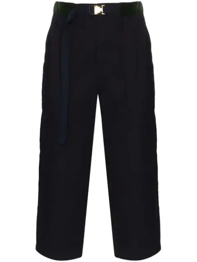 Sacai Fatigue Cropped Trousers In Blue