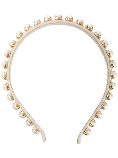 Ca&lou Clotilde Pearl Embellished Hair Band In Cream