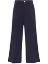 Gucci Viscose Culotte Trousers With Web In 蓝色