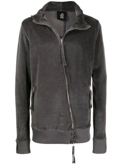 Thom Krom Velvet Zipped Hoody In Grey