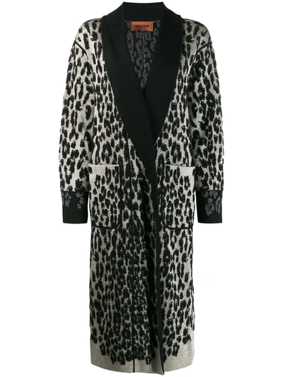 Missoni Leopard Print Knitted Coat In Black
