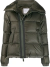 Sacai Oversized High Neck Down Jacket In Green