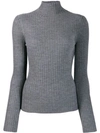 Plan C Turtleneck Wool Jumper In Grey