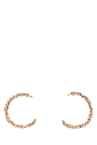 Jacquemus Les Creoles Beaded Hoop Earrings In Brown