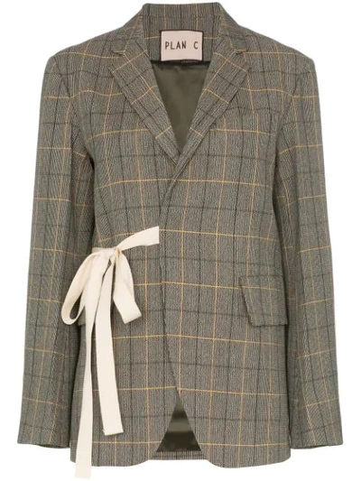 Plan C Ribbon Check Blazer In Brown