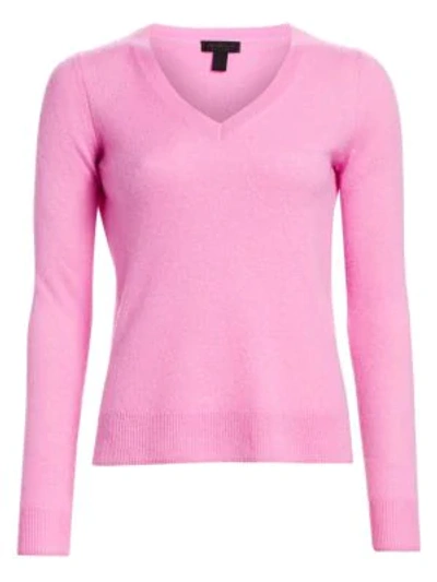 Saks Fifth Avenue Collection Featherweight Cashmere V-neck Sweater In Lila