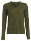 Saks Fifth Avenue Women's Collection Featherweight Cashmere V-neck Sweater In Olive Moss
