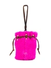Marni Bindle Shearling Bucket Bag In Pink