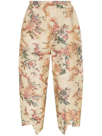 By Walid Artem-print Cropped Trousers In Neutrals