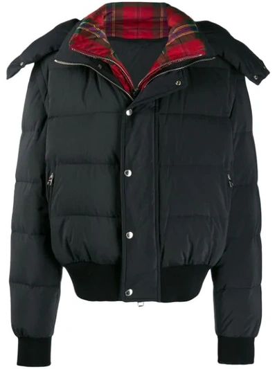 Alexander Mcqueen Detachable Tartan Plaid Lining Puffer Jacket In Black