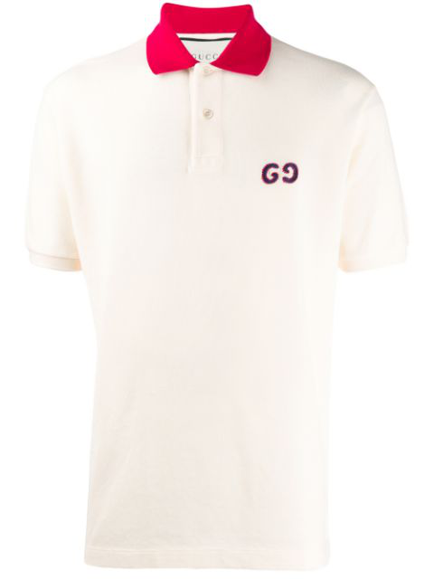 Gucci Gg Logo Embroidered Contrast Collar Polo Shirt In Yellow | ModeSens