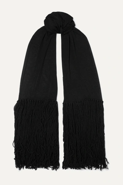 Bottega Veneta Tasseled Cashmere And Wool-blend Wrap In Black