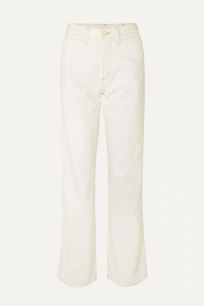Goldsign High-rise Wide-leg Jeans In Cream