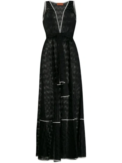 Missoni Belted V-neck Long Dress In Black
