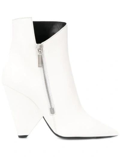 Saint Laurent Niki Wedge Boots In White