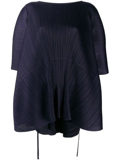 Issey Miyake Oversized Pleated Top In Blue