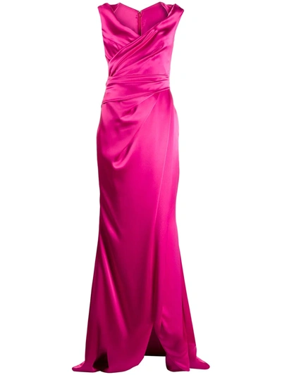 Talbot Runhof Draped Long Dress In Pink