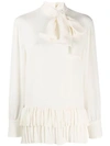 Valentino Bow Tie Blouse In A03  Ivory