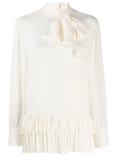 Valentino Bow Tie Blouse In A03  Ivory