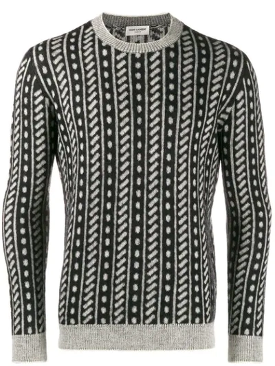 Saint Laurent Trompe L'oeil Stripe Sweater In Black