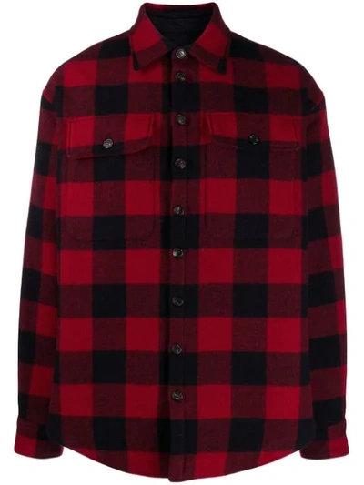 Dsquared2 Check Flannel Shirt With Contrasting Logo On Back In Red