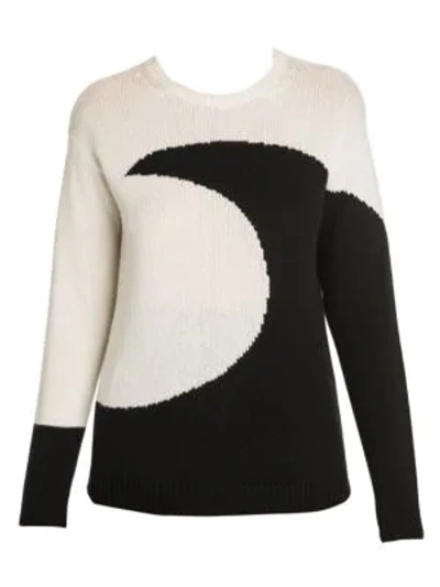 Valentino Cashmere Jumper With Moon Intarsia In Ivory Black