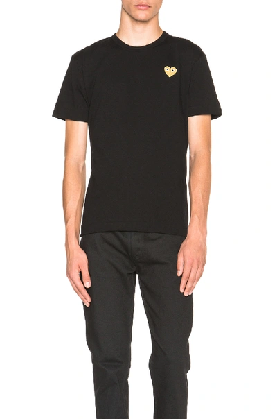 Comme Des Garçons Play Gold Heart Crewneck Tee In Black