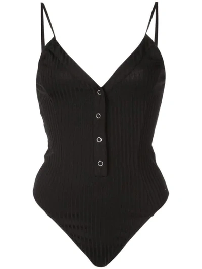 Fleur Du Mal Fitted Ribbed Bodysuit In Black