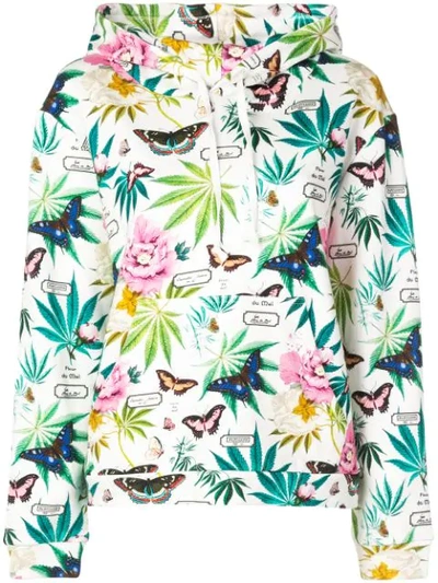 Fleur Du Mal Relaxed-fit Printed Hoodie In White