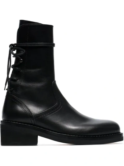 Ann Demeulemeester Lace-up Leather Ankle Boots In Black