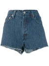 Levi's Striped Short Shorts In Blue