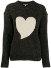 Alexa Chung Intarsien-pullover Mit Herz In 1059 Black/ecru