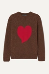 Alexa Chung Heart Intarsia Wool-blend Sweater In Brown