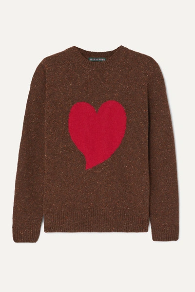 Alexa Chung Heart Intarsia Wool-blend Sweater In Brown