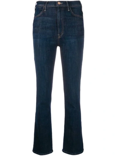 Mother Cropped Bootcut Jeans In Blue