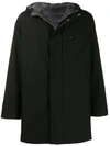 Prada Reversible Hooded Parka Coat In Black