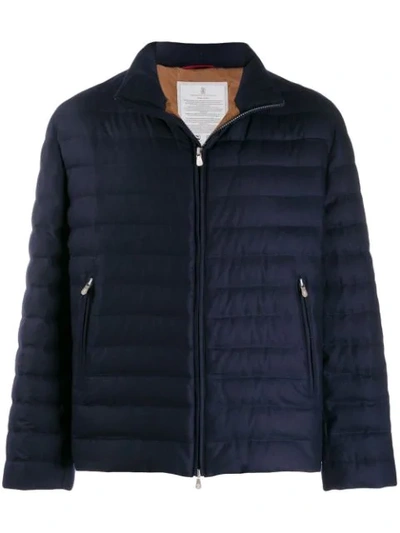 Brunello Cucinelli Quilted Puffer Jacket In Blue