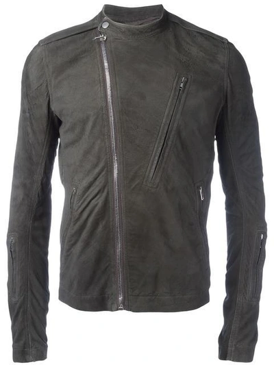 Rick Owens Band Collar Biker Jacket - Grey