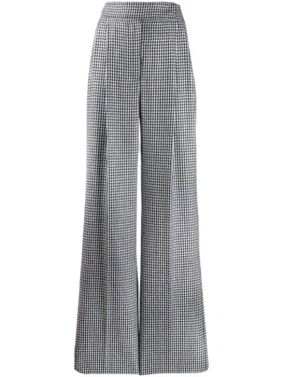 Alexander Mcqueen High-rise Houndstooth Wide-leg Trousers In Black