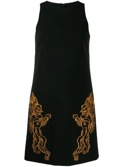 Moschino Mythological Creatures Crepe Dress In Black