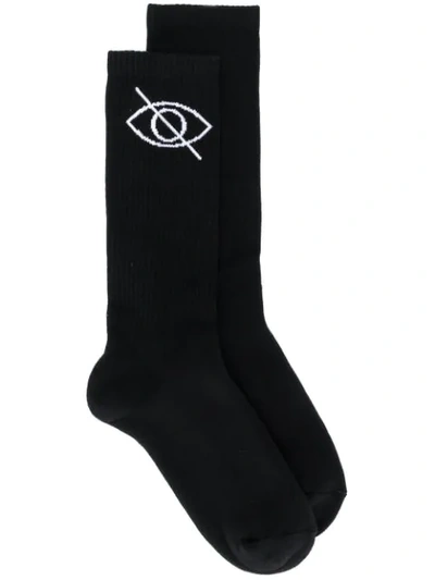 Palm Angels Socken Mit Symbol In 1001 Black White