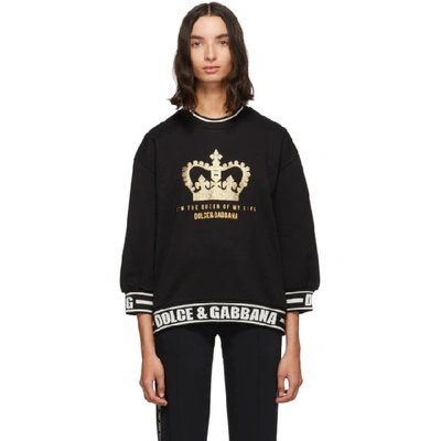 Dolce & Gabbana Dolce And Gabbana Black Three-quarter Sleeve Crown Sweatshirt